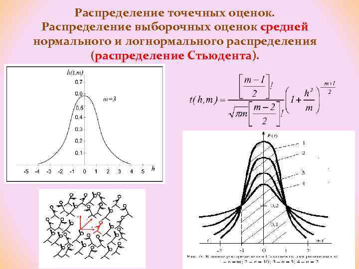 Распределение точечных оценок. Распределение выборочных оценок средней нормального и логнормального распределения (распределение Стьюдента). 