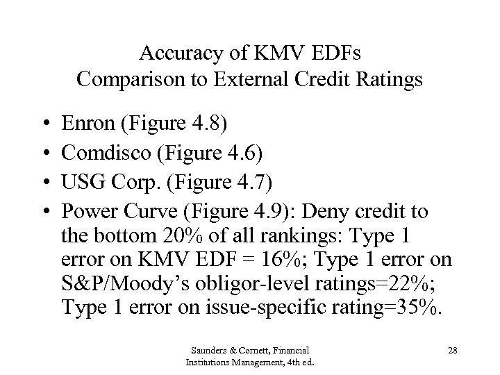 Accuracy of KMV EDFs Comparison to External Credit Ratings • • Enron (Figure 4.