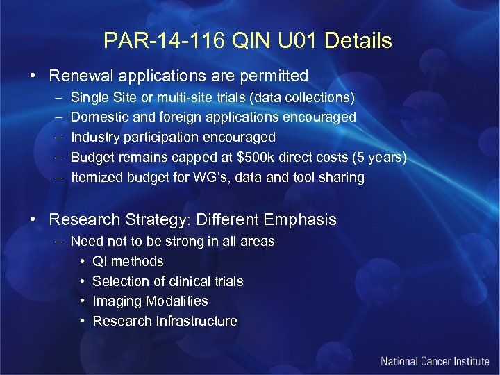 PAR-14 -116 QIN U 01 Details • Renewal applications are permitted – – –