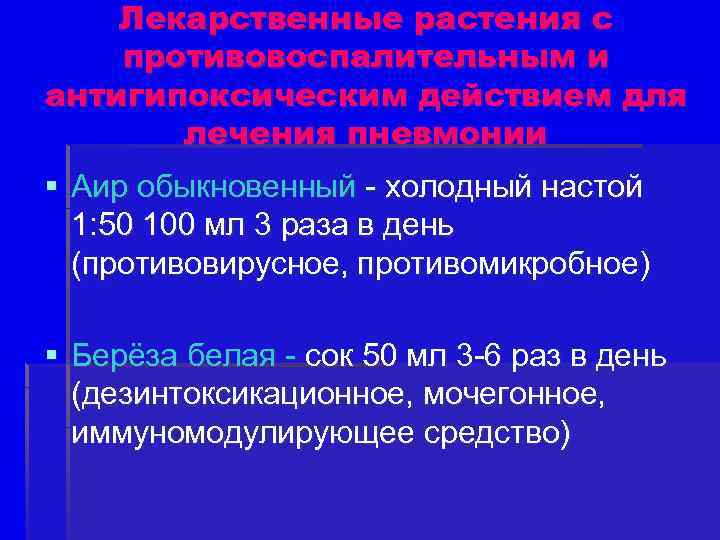 Лекарственные растения с противовоспалительным и антигипоксическим действием для лечения пневмонии § Аир обыкновенный -