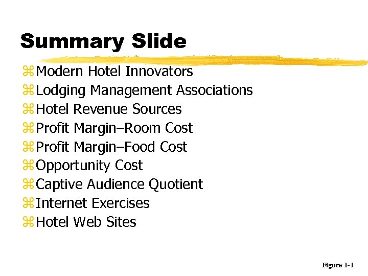 Summary Slide z Modern Hotel Innovators z Lodging Management Associations z Hotel Revenue Sources