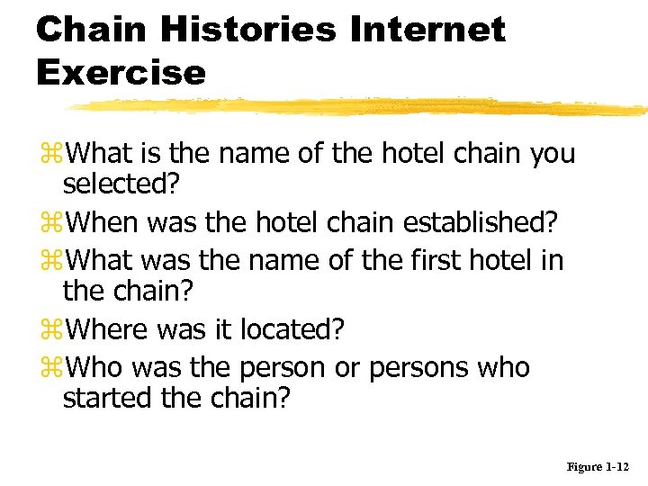 Chain Histories Internet Exercise z. What is the name of the hotel chain you