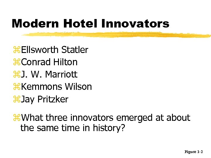 Modern Hotel Innovators z. Ellsworth Statler z. Conrad Hilton z. J. W. Marriott z.