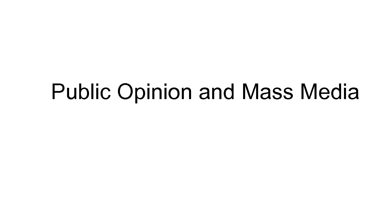 Public Opinion and Mass Media 