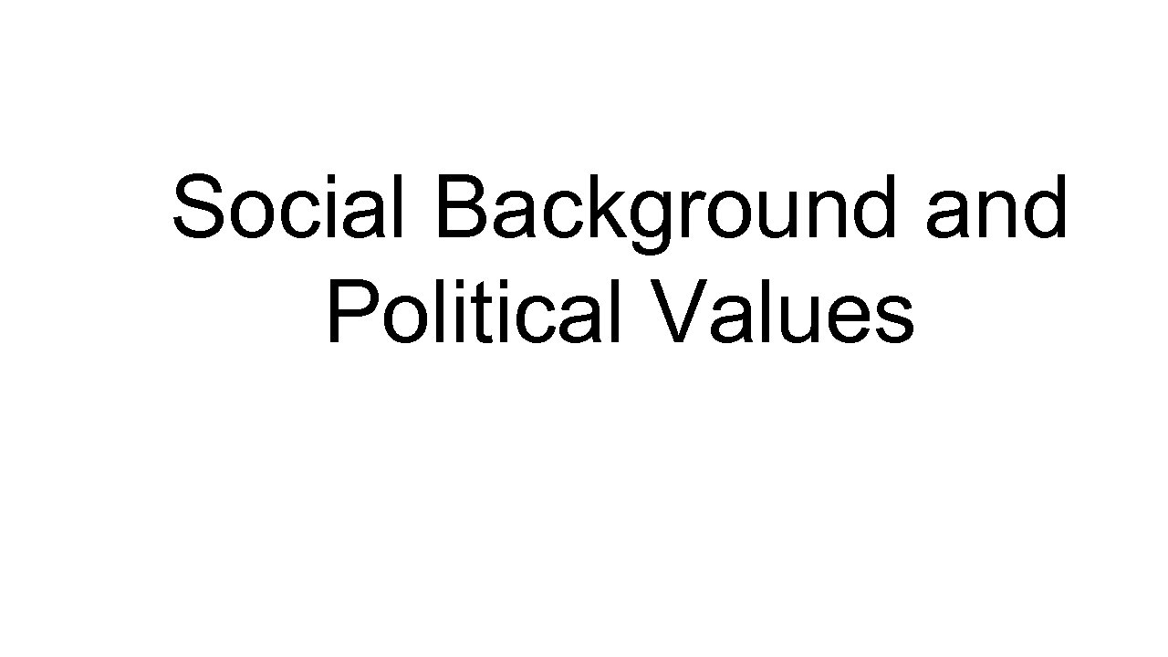 Social Background and Political Values 