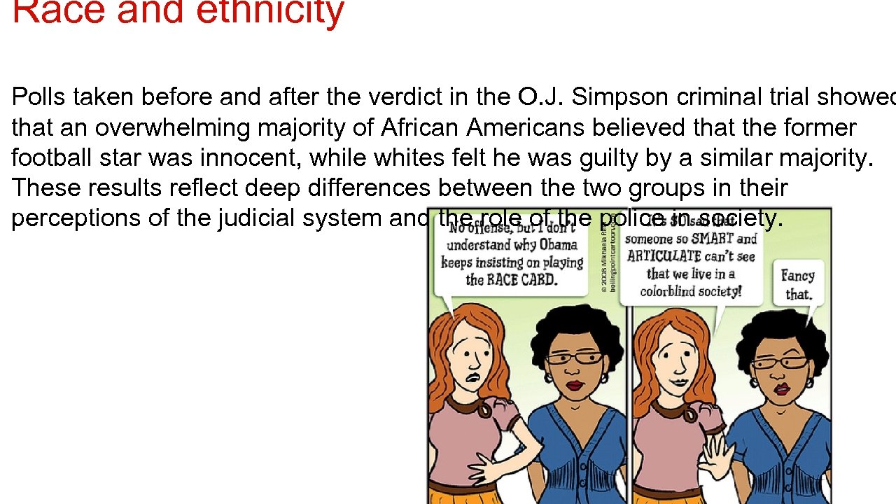 Race and ethnicity Polls taken before and after the verdict in the O. J.