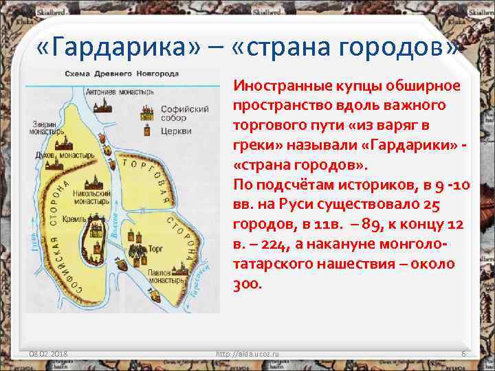  «Гардарика» – «страна городов» Иностранные купцы обширное пространство вдоль важного торгового пути «из