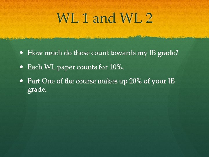 WL 1 and WL 2 How much do these count towards my IB grade?