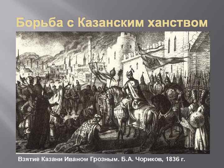 Борьба с Казанским ханством Взятие Казани Иваном Грозным. Б. А. Чориков, 1836 г. 