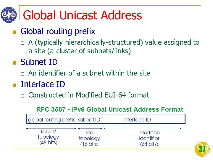 Global Unicast Address n Global routing prefix q n Subnet ID q n A