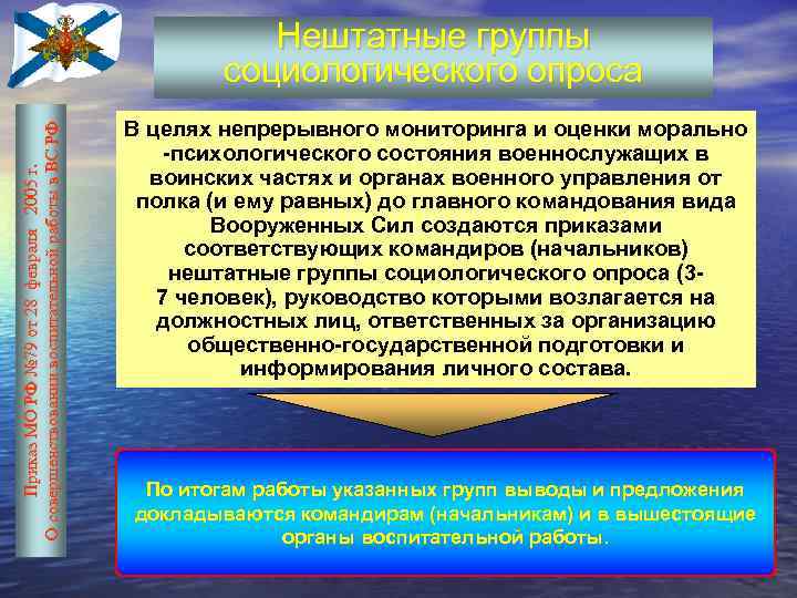 Приказ МО РФ № 79 от 28 февраля 2005 г. О совершенствовании воспитательной работы
