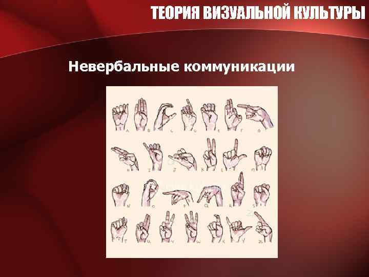 ТЕОРИЯ ВИЗУАЛЬНОЙ КУЛЬТУРЫ Невербальные коммуникации 