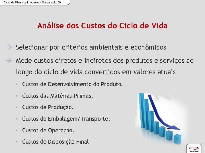 Ciclo de Vida dos Produtos - Construção Civil Análise dos Custos do Ciclo de
