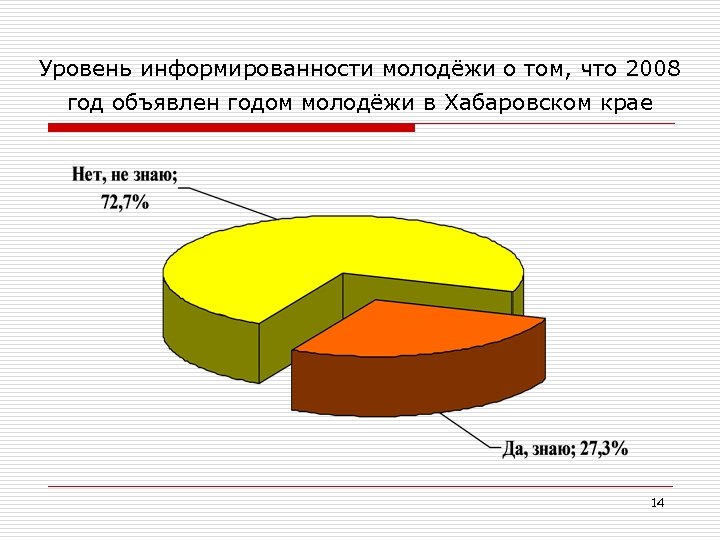 Уровень информированности молодёжи о том, что 2008 год объявлен годом молодёжи в Хабаровском крае