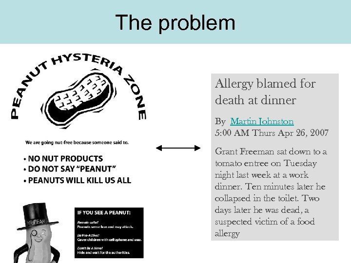 The problem Allergy blamed for death at dinner By Martin Johnston 5: 00 AM