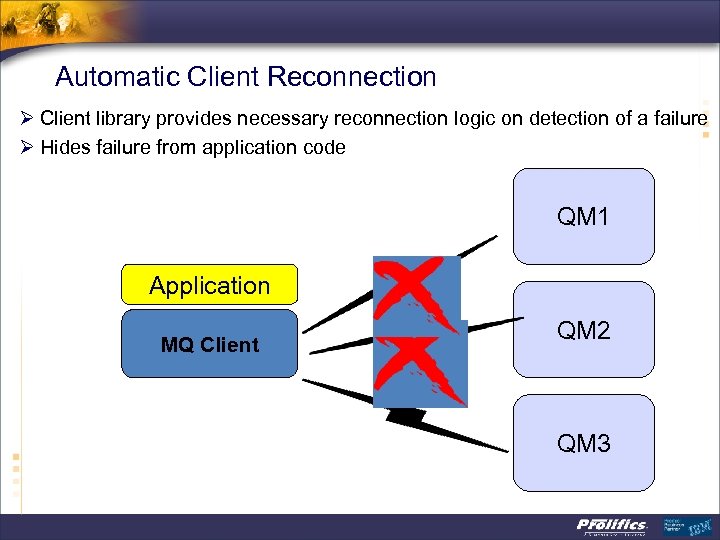 Automatic Client Reconnection Ø Client library provides necessary reconnection logic on detection of a
