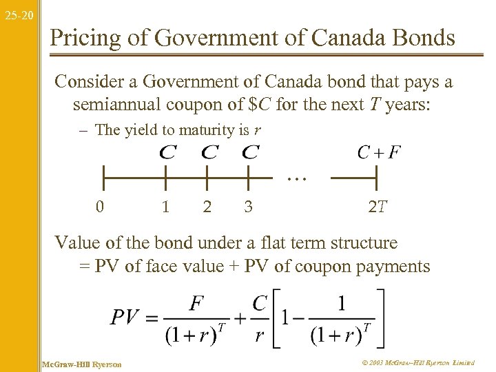 25 -20 Pricing of Government of Canada Bonds Consider a Government of Canada bond