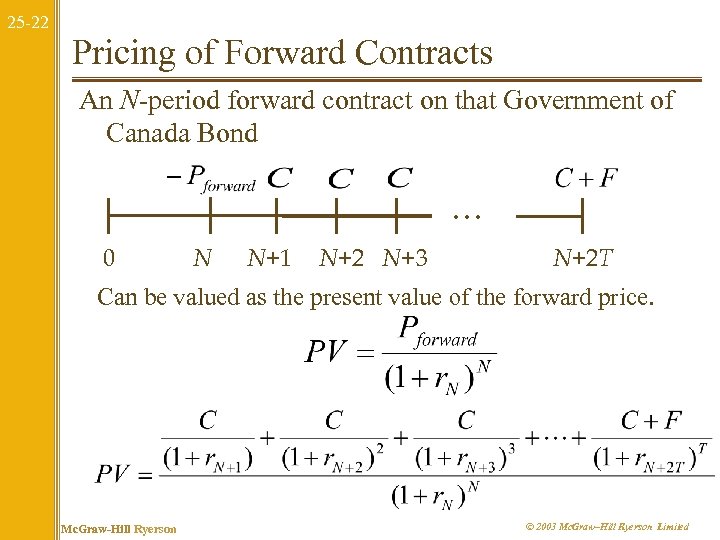 25 -22 Pricing of Forward Contracts An N-period forward contract on that Government of