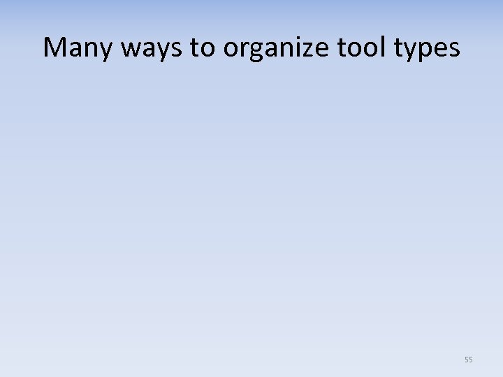 Many ways to organize tool types 55 