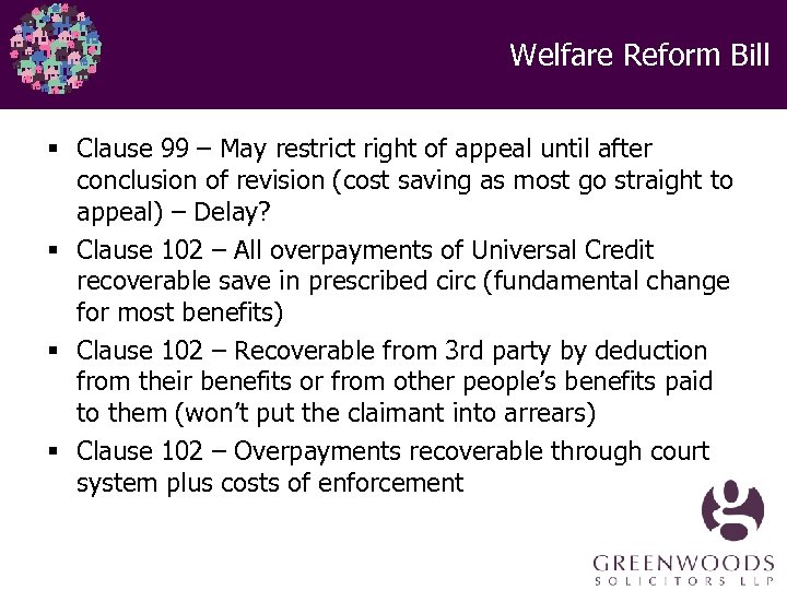 Welfare Reform Bill § Clause 99 – May restrict right of appeal until after