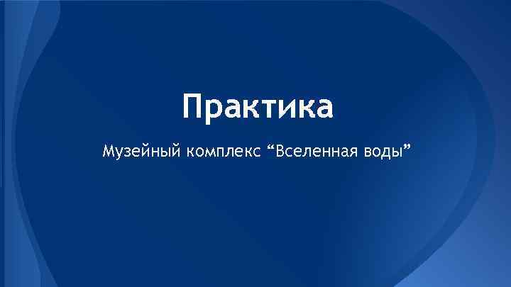 Практика Музейный комплекс “Вселенная воды” 
