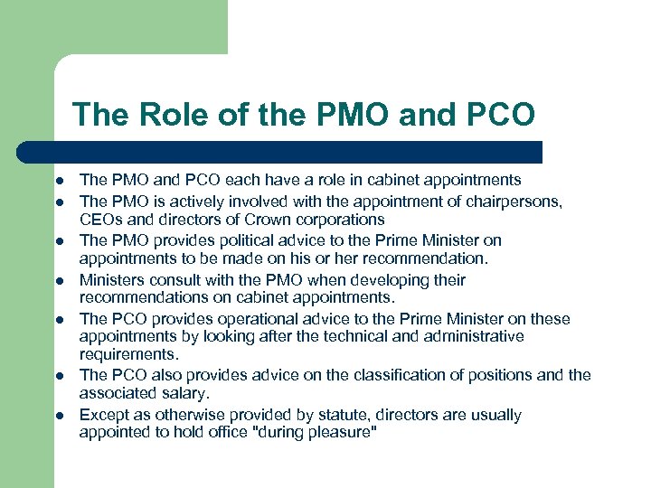 The Role of the PMO and PCO l l l l The PMO and