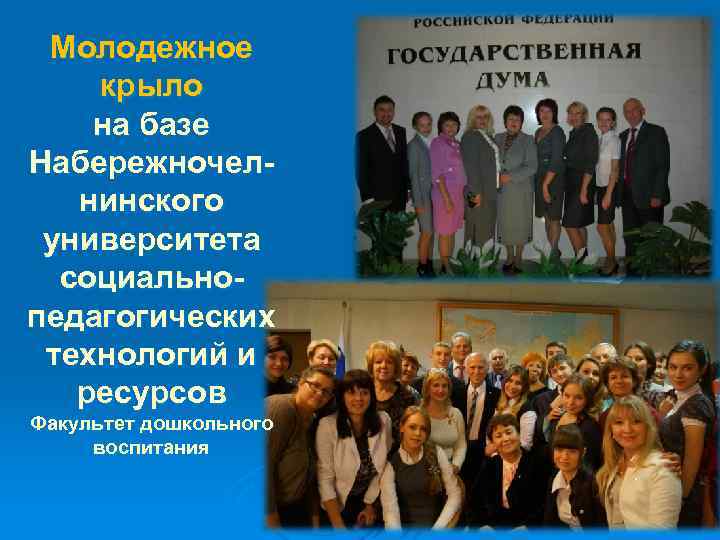 Молодежное крыло на базе Набережночелнинского университета социальнопедагогических технологий и ресурсов Факультет дошкольного воспитания 