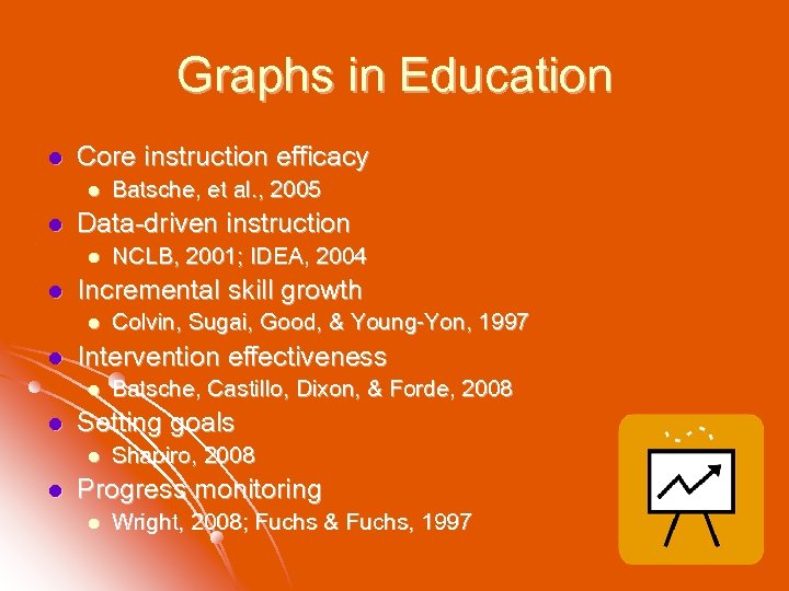 Graphs in Education l Core instruction efficacy l l Data-driven instruction l l Batsche,