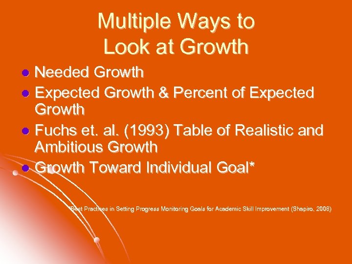 Multiple Ways to Look at Growth Needed Growth l Expected Growth & Percent of