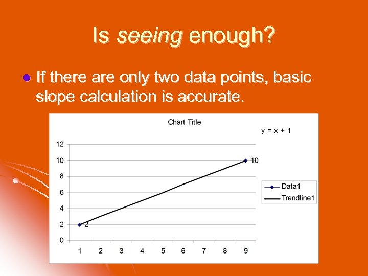 Is seeing enough? l If there are only two data points, basic slope calculation