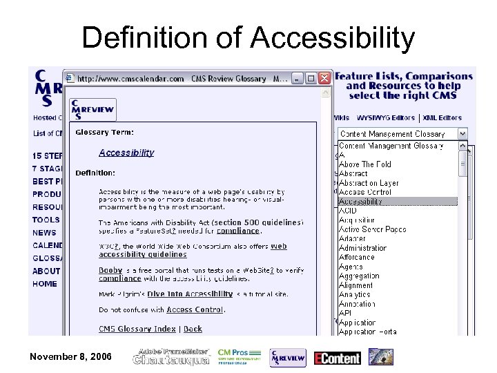 Definition of Accessibility November 8, 2006 