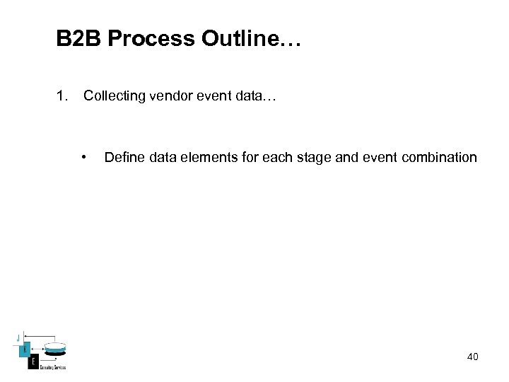 B 2 B Process Outline… 1. Collecting vendor event data… • Define data elements