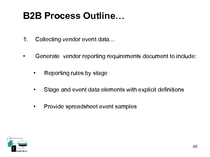 B 2 B Process Outline… 1. Collecting vendor event data… • Generate vendor reporting