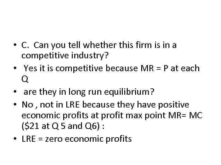  • C. Can you tell whether this firm is in a competitive industry?