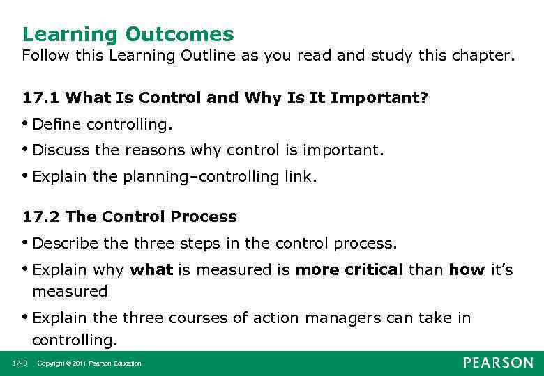 Learning Outcomes Follow this Learning Outline as you read and study this chapter. 17.