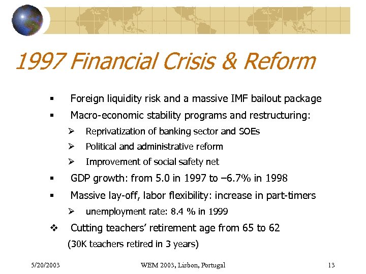 1997 Financial Crisis & Reform § Foreign liquidity risk and a massive IMF bailout