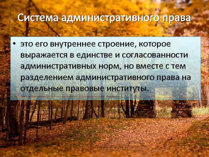 Система административного права Система административного • это его внутреннее строение, которое выражается в единстве