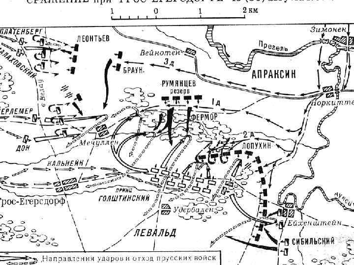 4. Семилетняя война. Меню В августе 1757 г. у д. Гросс-Егерсдорф. Прусская Армия атаковала