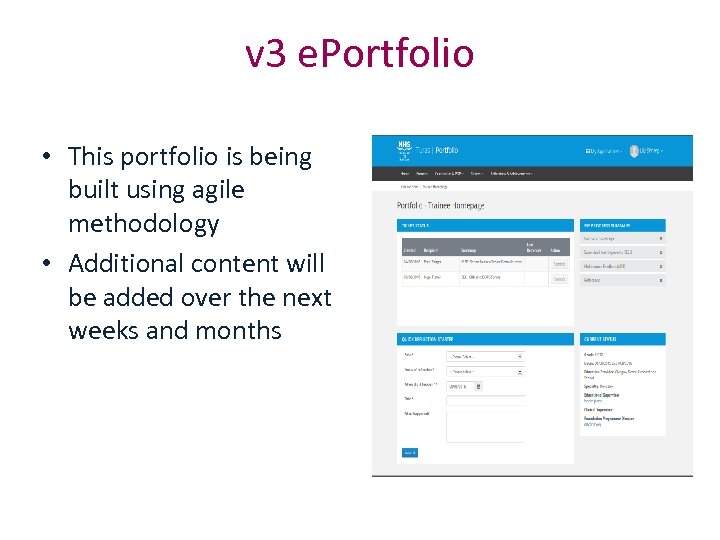 v 3 e. Portfolio • This portfolio is being built using agile methodology •