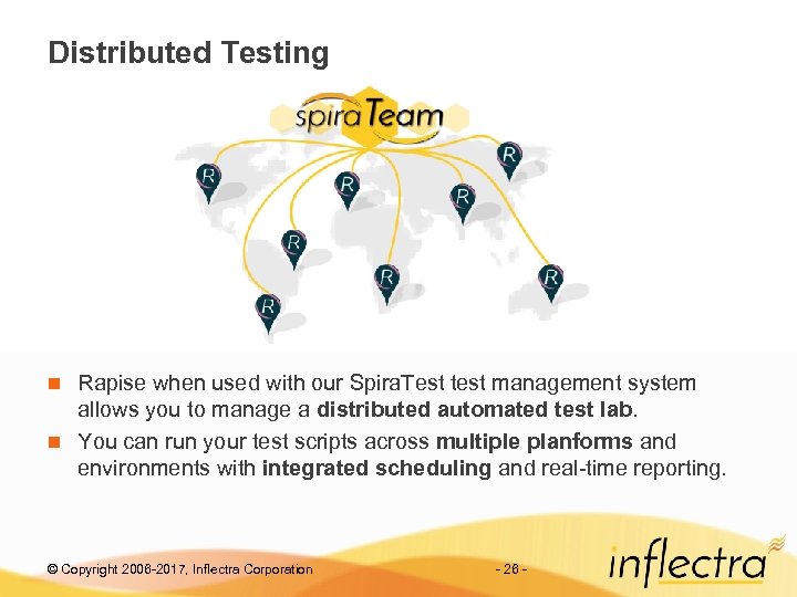 Distributed Testing Rapise when used with our Spira. Test test management system allows you