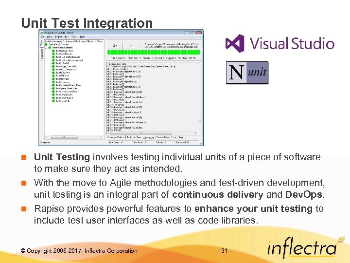 Unit Test Integration Unit Testing involves testing individual units of a piece of software