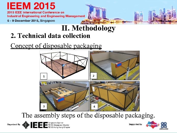 II. Methodology 2. Technical data collection Concept of disposable packaging The assembly steps of