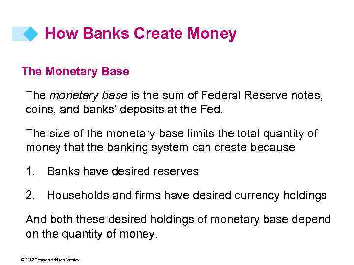 How Banks Create Money The Monetary Base The monetary base is the sum of