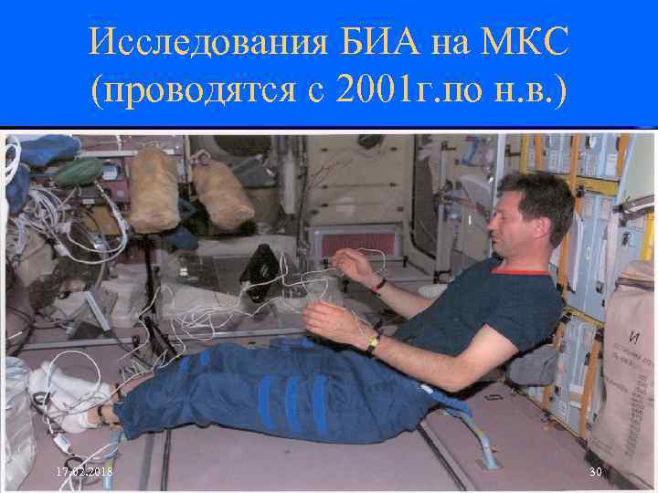 Исследования БИА на МКС (проводятся с 2001 г. по н. в. ) 17. 02.