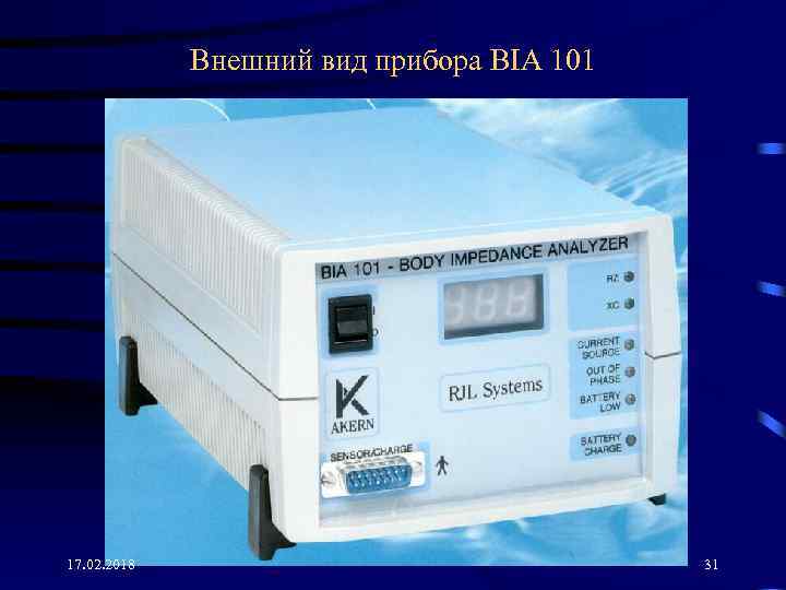 Внешний вид прибора BIA 101 17. 02. 2018 31 