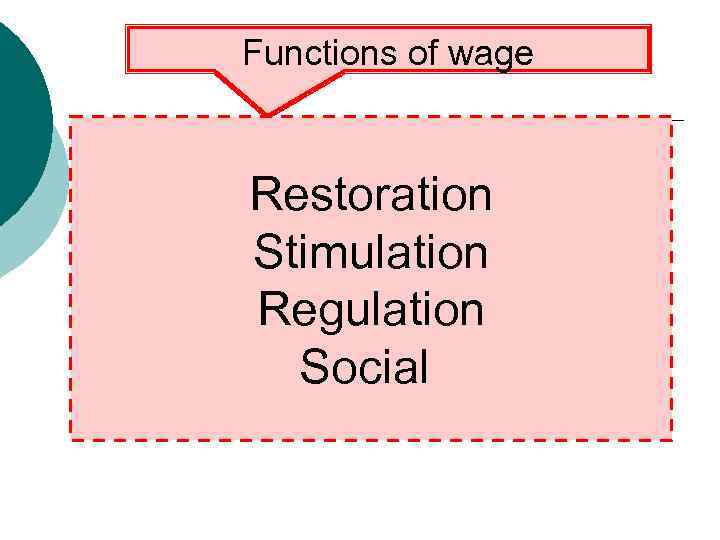 Functions of wage Restoration Stimulation Regulation Social 