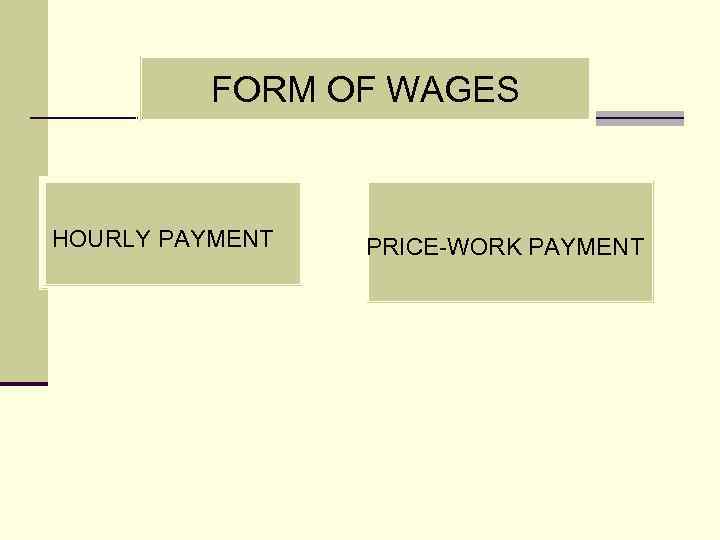 FORM OF WAGES HOURLY PAYMENT PRICE-WORK PAYMENT 