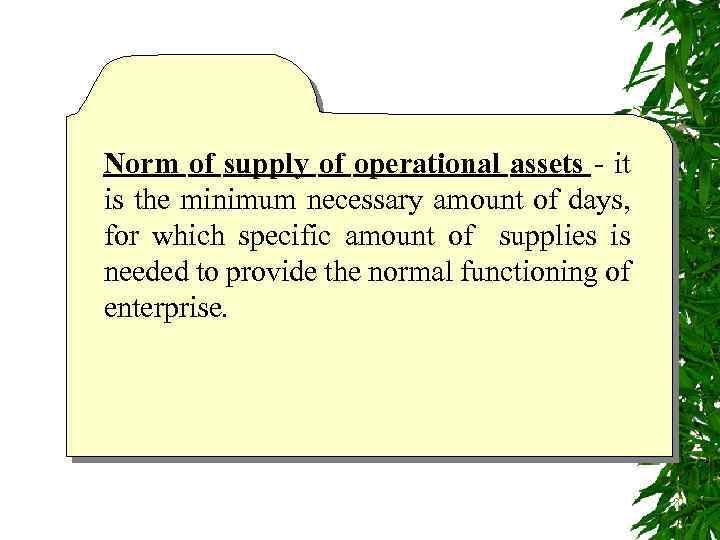 Norm of supply of operational assets - it is the minimum necessary amount of