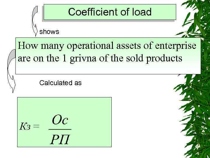 Coefficient of load shows How many operational assets of enterprise are on the 1