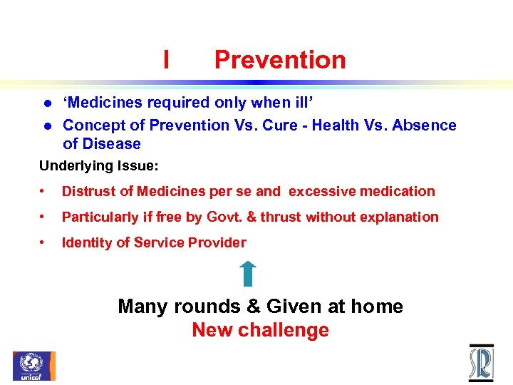 I l l Prevention ‘Medicines required only when ill’ Concept of Prevention Vs. Cure